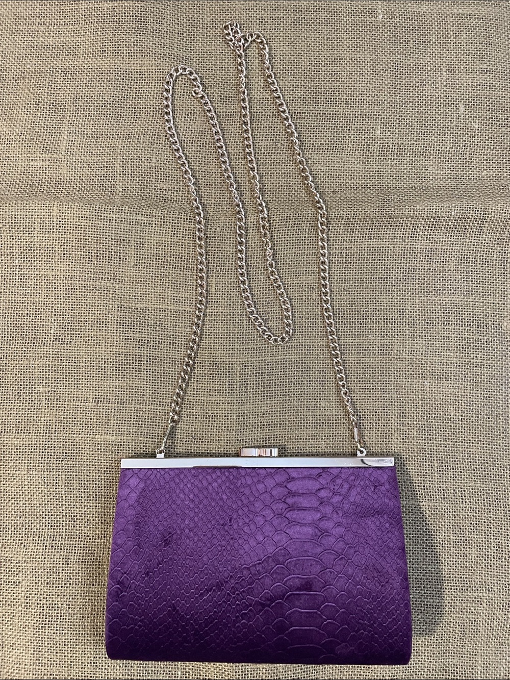 Urban Expressions Purple velvet Snake pattern Clutch / purse